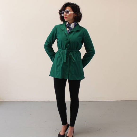 (SOLD) Vintage 70s Kelly Green Coat Jacket Size S - Picture 2 of 7